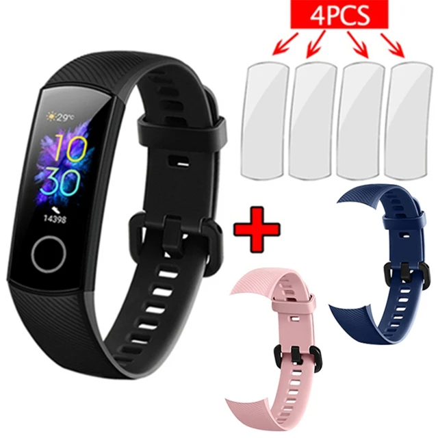 add pink blue strap Смарт-браслет huawei Honor band 5 AMOLED huawei smartwatch с кислородом крови пульсометр ftness трекер сна спортивные часы - Цвет: add pink blue strap