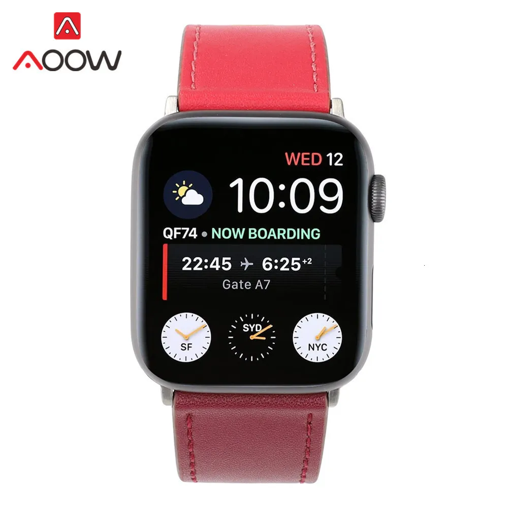 Ремешок для часов из натуральной кожи для Apple Watch 38 мм 40 мм 42 мм 44 мм Correa один тур круг браслет ремешок для iwatch 1 2 3 4