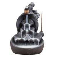 waterfall incense burner incense stick holder censer purple clay aroma smoke backflow home decor