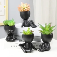 human shaped ceramic flowerpot with hole personality creative ceramic ornaments office simple crafts lazy potted plants