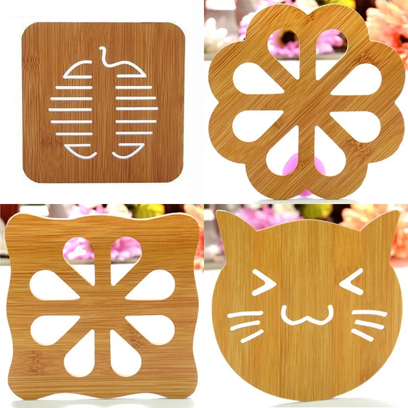 

Hollow Wooden Dish Mat Cute Coaster Kitchen Tableware Mat Placemat Pot Dish Mat Kitchen Accessories