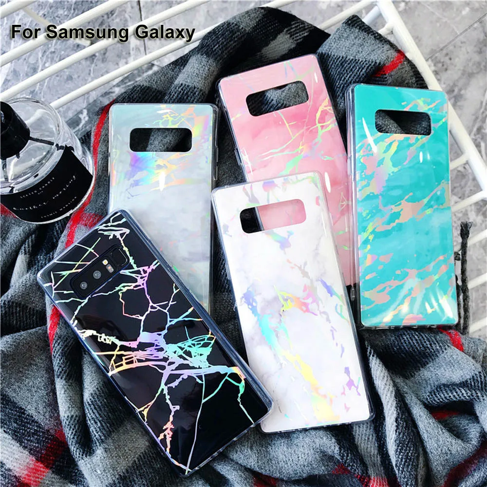 Роскошный Матовый лазерный цветной мраморный чехол для samsung Galaxy Note 10 Pro S10 S9 S8 Plus S10e Note 9 8 S7 Edge чехол Funda