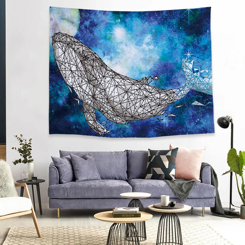 

New Whale flamingo Galaxy Hanging Wall Tapestry Hippie Retro Home Decor Yoga Beach Mat Carpet Blue White 95x73cm