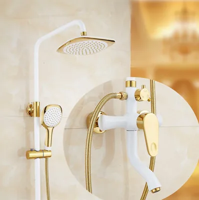 2 стиля ретро роскошная ванна для душа античный набор белый и золотой смеситель 8