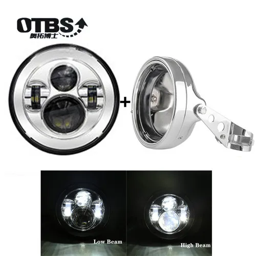 7 дюймов 60 Вт точка SAE E9 мотоцикл 883 налобный фонарь с углом глаз Led 883 фары 7 дюймов корпус ведро отделка кольцо - Цвет: 45W Headlight Silve