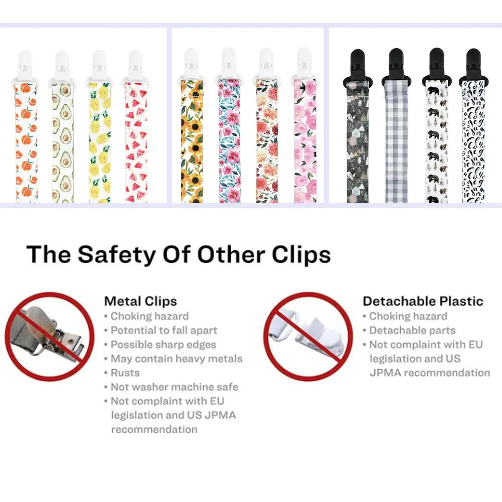 HobbyLane-chupete para beb&eacute;, mordedor de seguridad con Clip impreso, cadena antica&iacute;da, 4 piezas-5