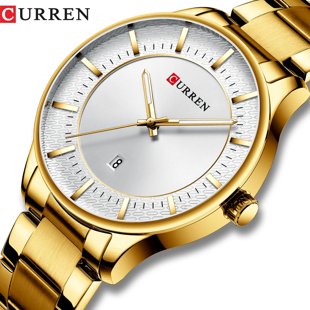 

New CURREN Gold Wristwatch Mens Thin Minimalist Watch Men Clock Men Watches Top Brand Luxury Men's Watch Analog With Metal Strap
