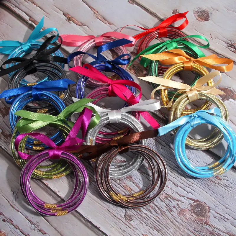 5 шт./компл. всепогодный браслет с блестками Stardust Силиконовые Круглые Женские