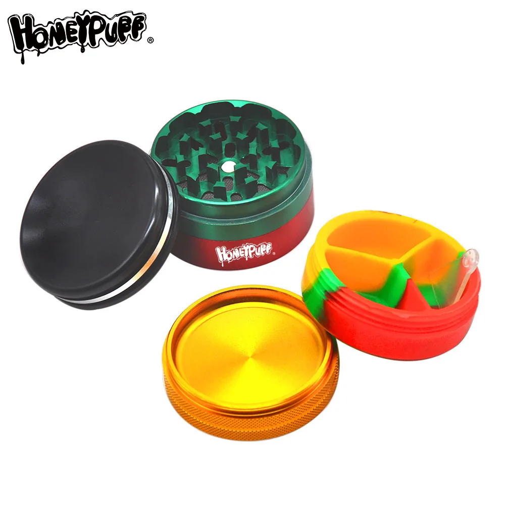 HONEYPUFF плетеные Алюминий жернов для трав имея специальное силиконовое покрытие с