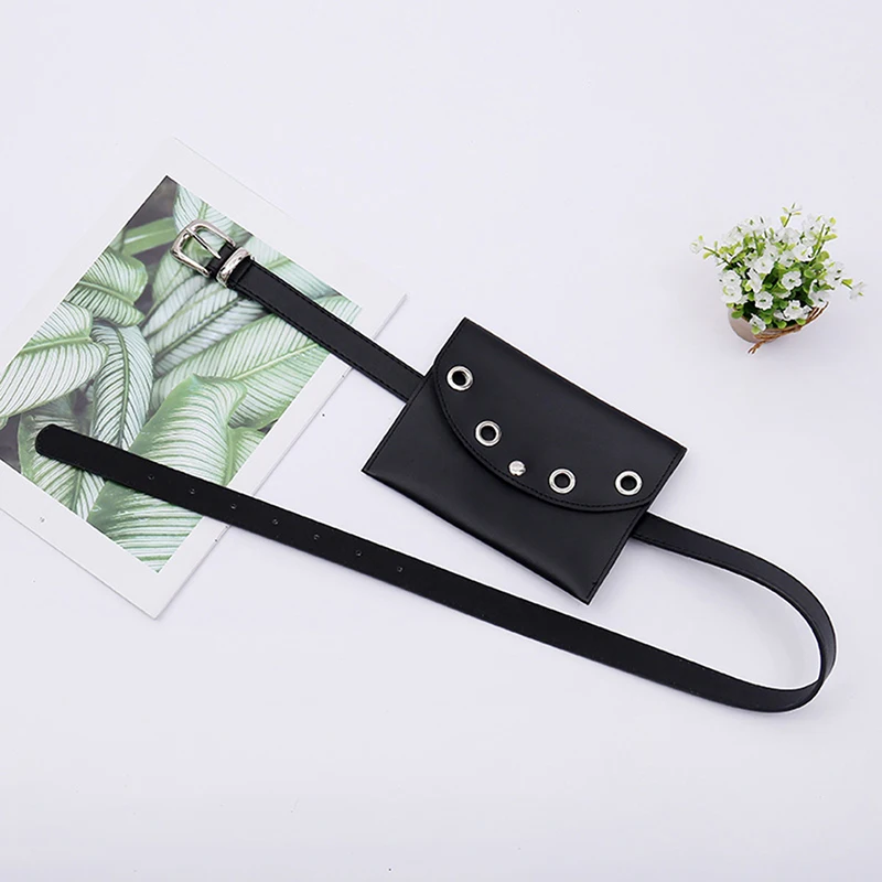 Женская поясная сумка кожаная женская модная на бедрах черная для телефона |