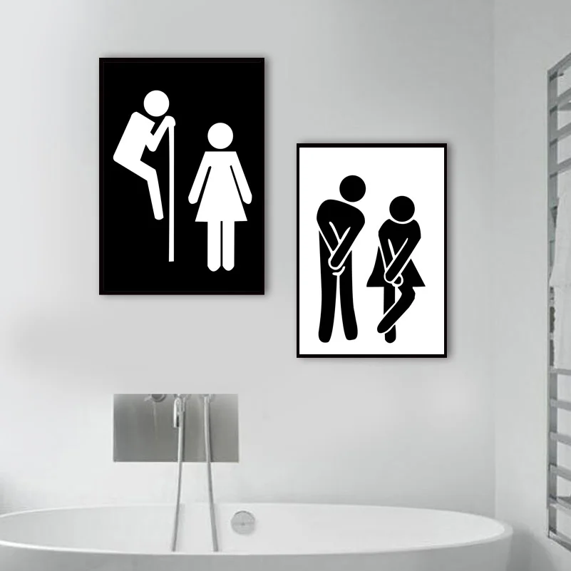 

Girl Boy WC Sign Toilet Funny Wall Art Canvas Painting Nordic Posters And Prints Wall Pictures For Kids Bathroom Washroom Decor