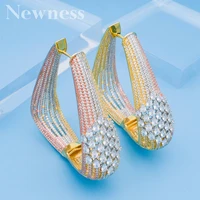 newness luxury line hollow geometry full cubic zirconia women wedding engagement party earring fashion jewelry