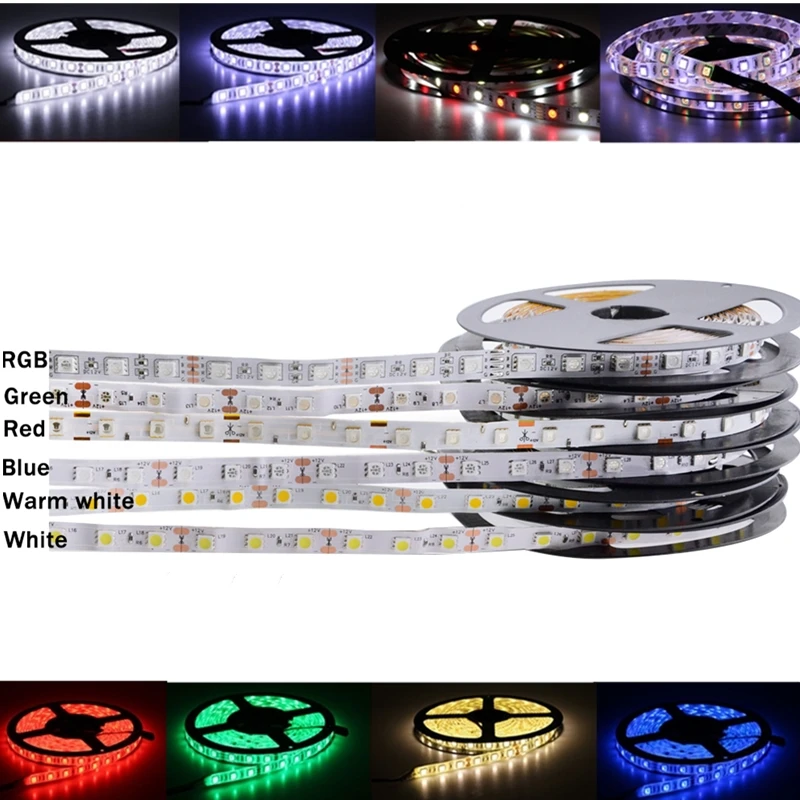 

12 24 V Volt LED Light Strip SMD 5050 RGB Waterproof 60Led/s LedStrips 5M 12V 24V LED Strip Lights Lamp Ribbon TV Backlight