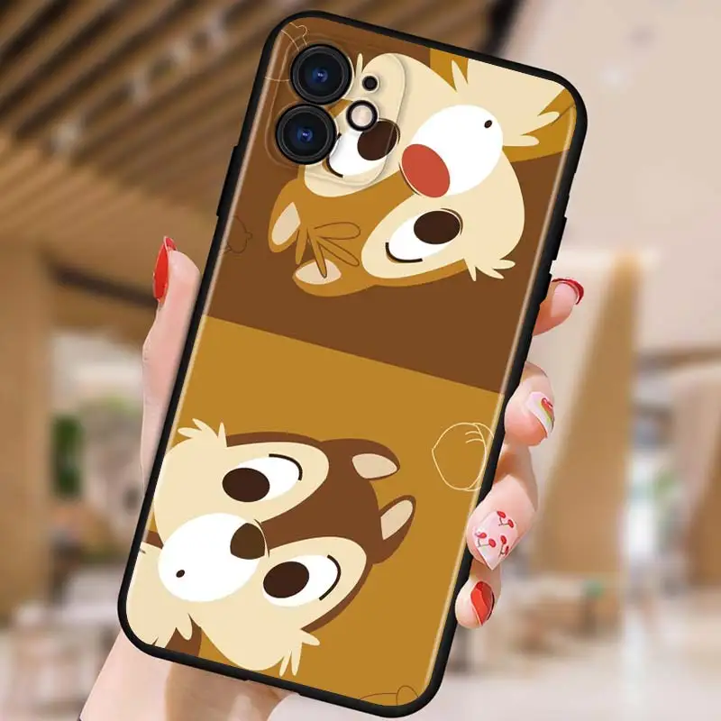 

Disney Chip 'n' Dale for Apple iPhone 12 Pro Max Mini 11 Pro XS Max X XR 6S 6 7 8 Plus 5S SE2020 Soft Black Phone Case