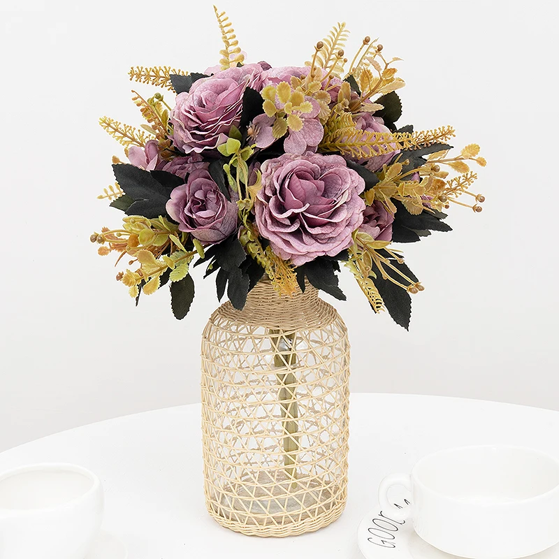 Ретро Искусственные цветы сделай сам Осеннее свадебное украшение для дома