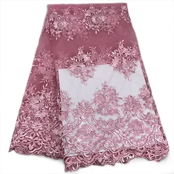 pink(1yard) Акции. 1 ярд/лот по Epacket высокое качество нигерийский Французский Чистая кружево Россия африканская кружевная ткань для свадебного платья - Цвет: pink(1yard)