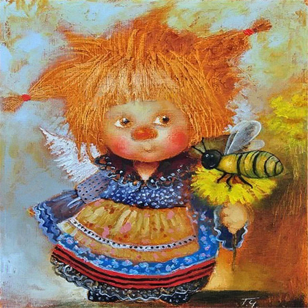 Вышивка крестиком с изображением ангела пчелы цветов 11 карат полный набор для