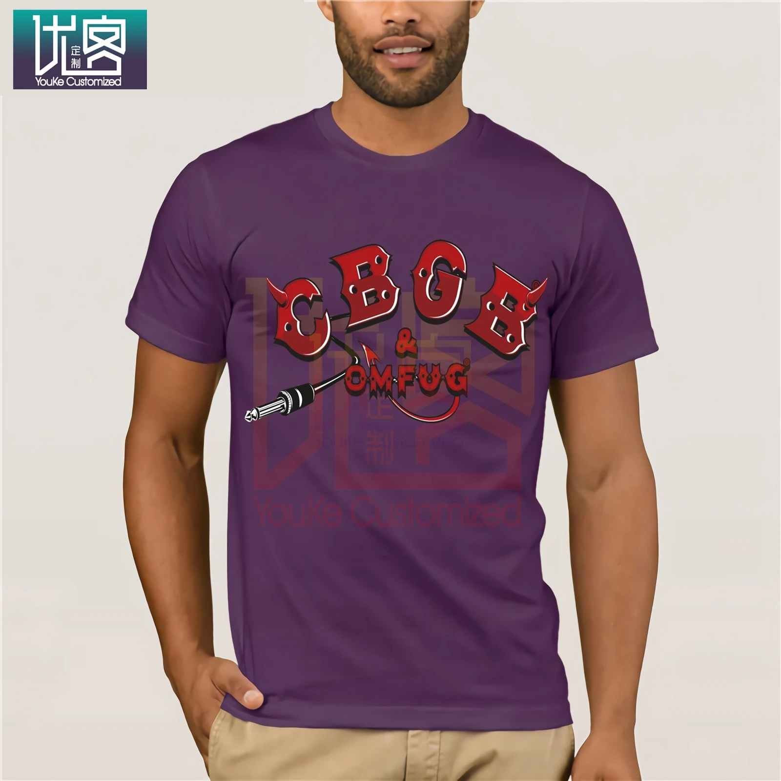 CBGB &amp OMFUG electric plug T-SHIRT Humor Tee Shirt 100% Cotton Tops Graphic Present Casual Short Sleeve Top | Мужская одежда
