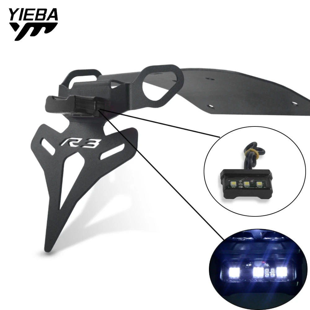 

Aluminum Motorcycle License Plate Holder Rear Registeration Plate Mount Bracket With light For YAMHA YZF R3 YZF-R3 2019 2020