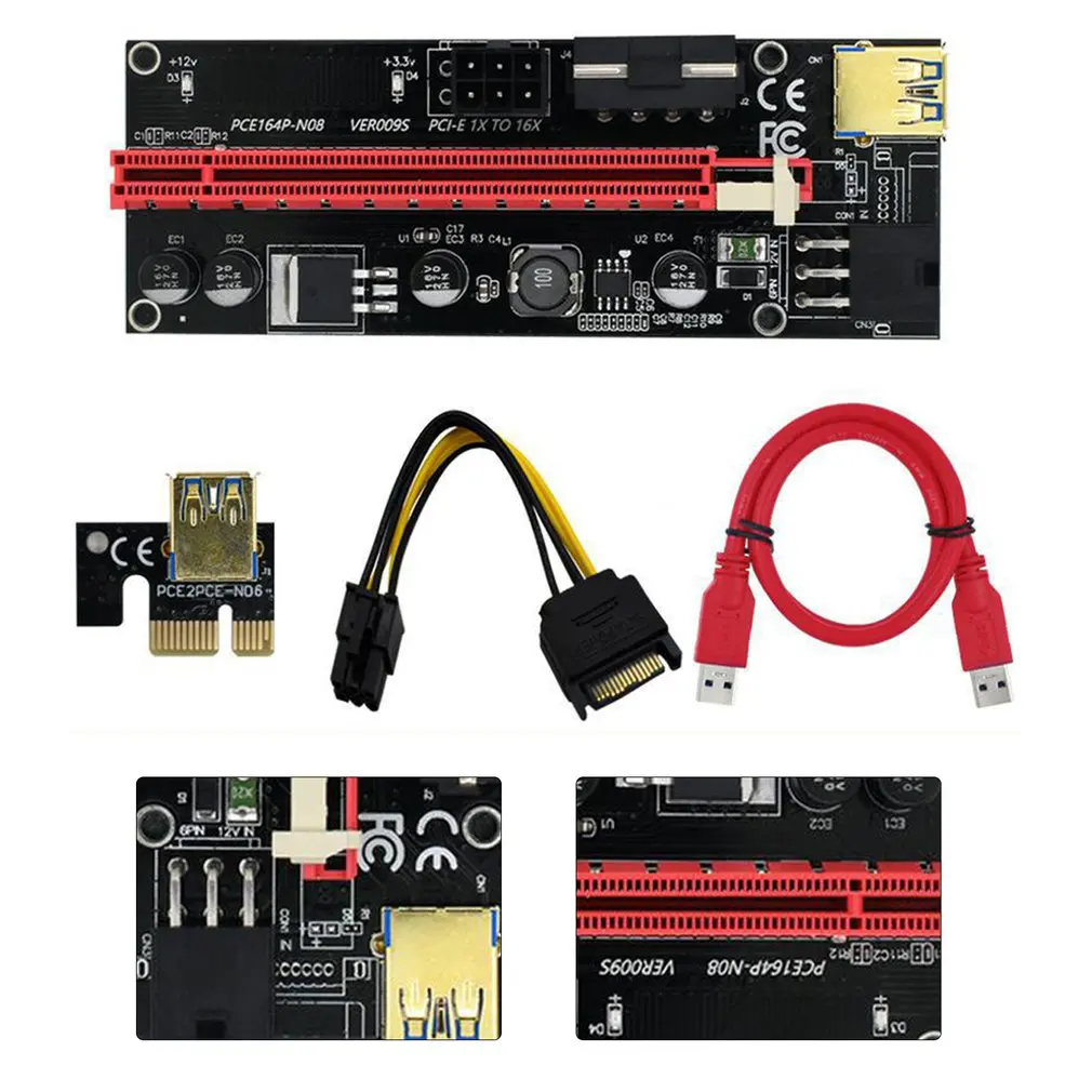

Ver009 Usb 3.0 Pci-e Райзер Ver 009s Экспресс 1x 4x 8x 16x расширитель Pcie Райзер Sata адаптер карты 15Pin к 6 Pin источник питания