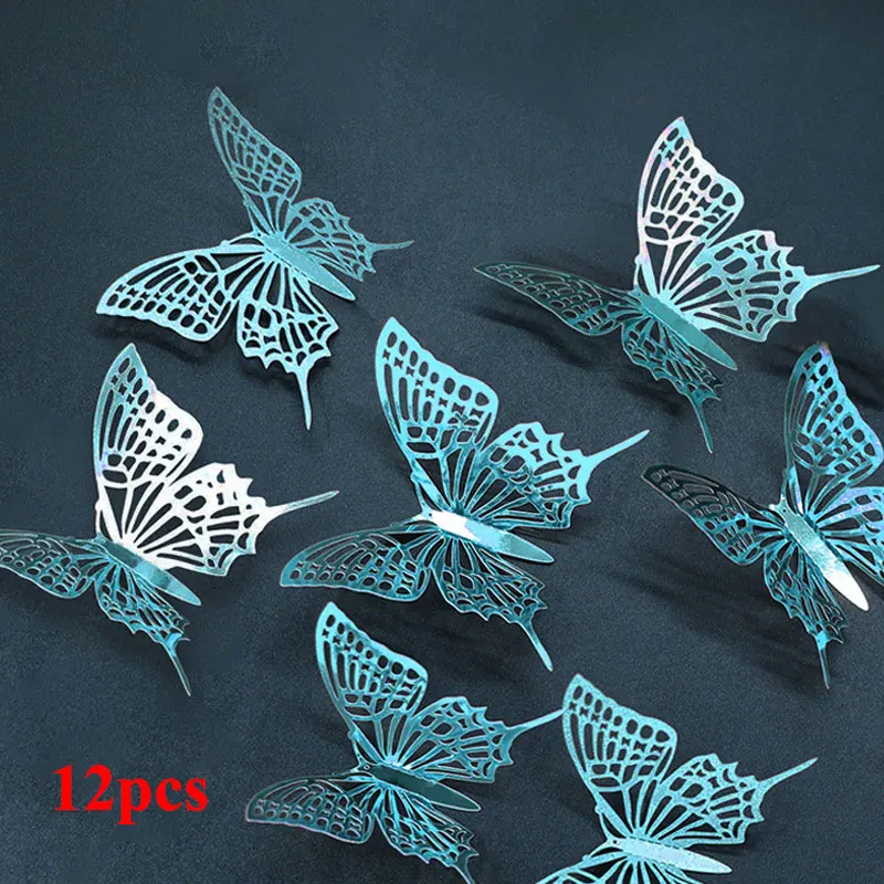 

12Pcs 3D Wall Stickers Hollow Rose Gold/Golden/Silver Butterfly Wall Stickers DIY Art Home Decor Wall Decals Wedding Decoration