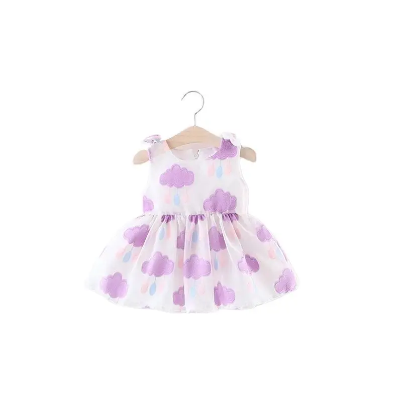 Disney Frozen 2 Kids Girl Sleeveless Dress Cloud Summer Prined Flower Children Clothes Baby Cotton Princess Outfits | Детская одежда и