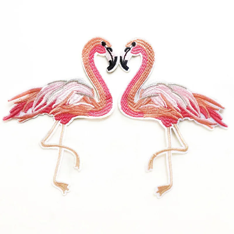 

Flamingo patch for Clothing Embroidered Patches Clothes Cute Sew On Fabric Badge DIY Stickers