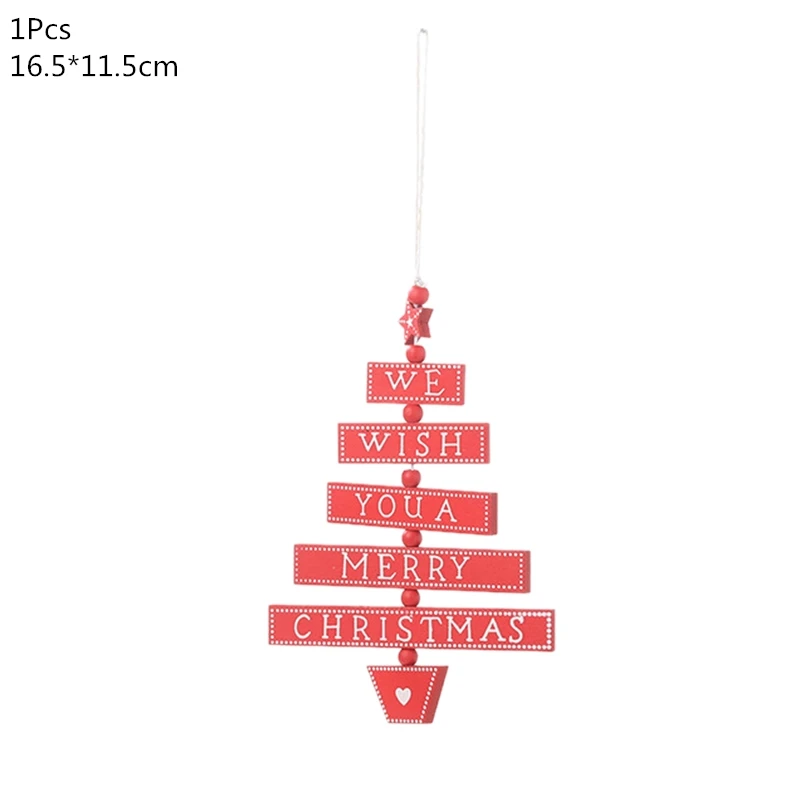 1pcs red tree Деревянная Рождественская елка, украшения, деревянная подвеска, автомобиль/Лось/звезда, поделки своими руками, Noel, рождественские украшения для дома, рождественский подарок для детей - Цвет: 1pcs red tree
