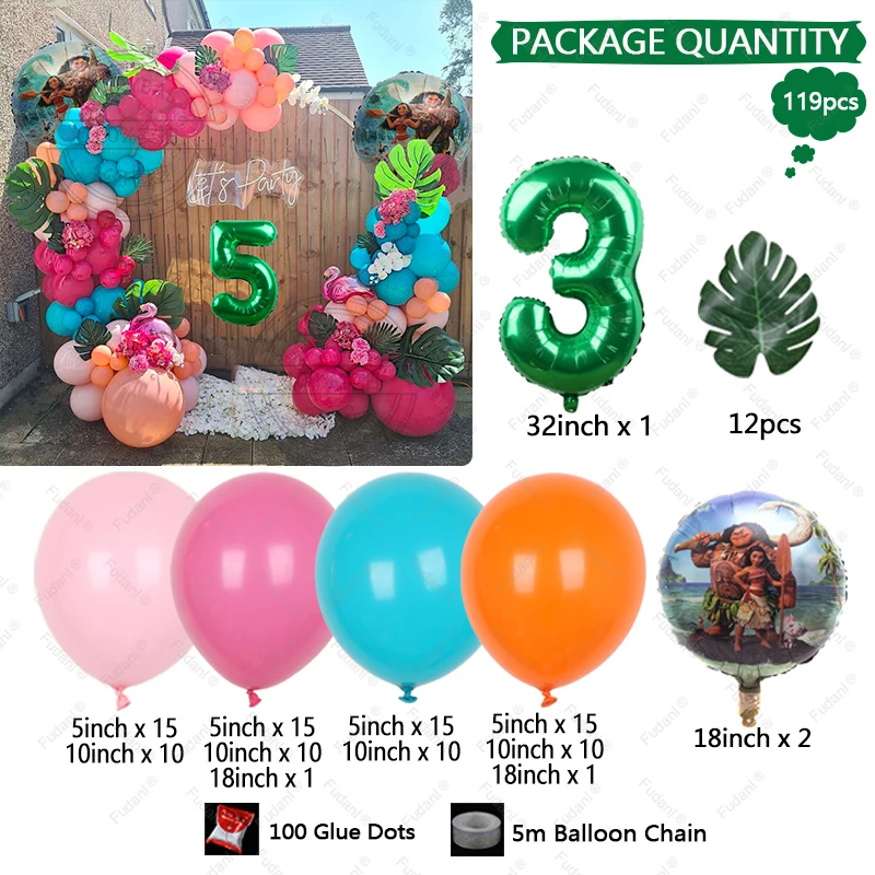 conjunto moana princesa balões garland arco kit para crianças aniversário festa de chuveiro do bebê decorações idade de ar da folha globos