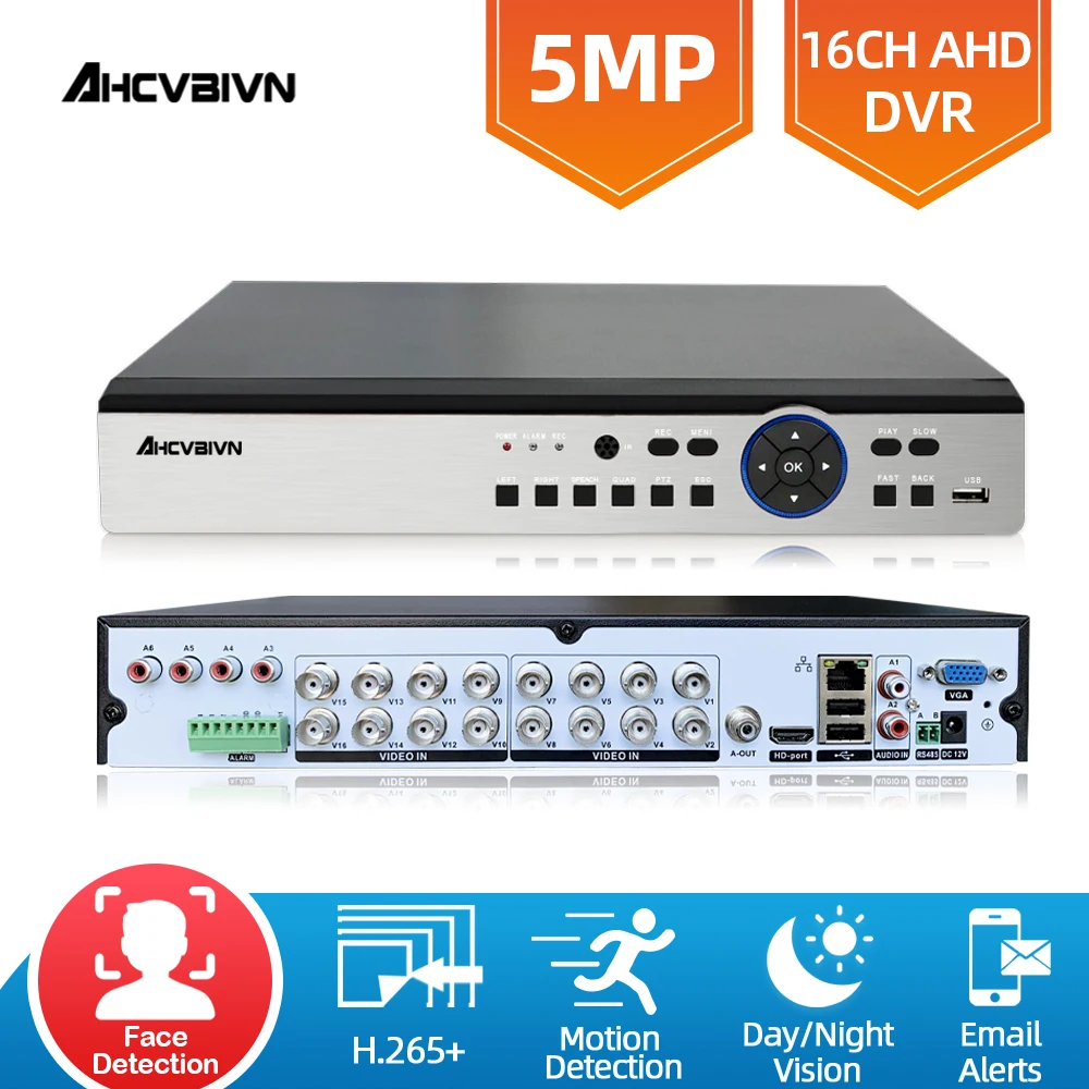 

DVR 16CH CCTV Face Audio Recorder For CVBS AHD Analog IP Camera P2P 5MP/N Video Surveillance DVR Recorder Registrar RS485