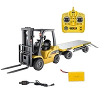 huina 1576 110 8ch alloy rc forklift truck crane flat rc car construction vehicle toy with sound light workbench lift
