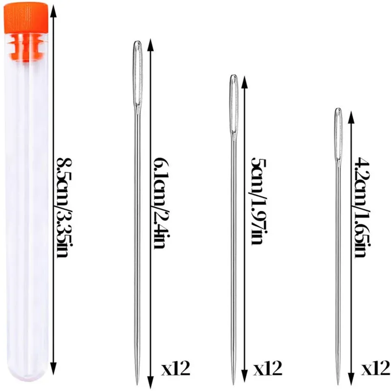 Imzay 36 шт. 3 размера из нержавеющей стали большие иглы для глаз вышивка крестиком
