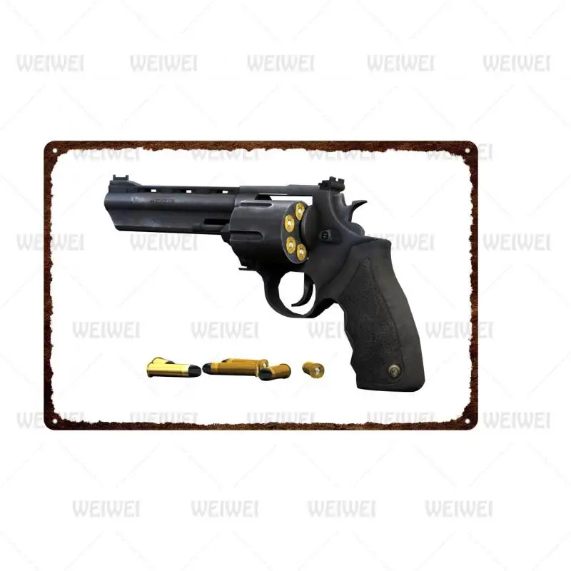 

Iron Painting Gun Poster Black Mauser 101 Revolver Steel Ball Trachea Full Metal Mural Air Gun Metal Painting Decoration