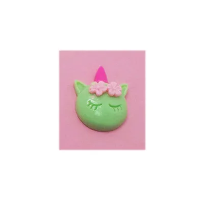 100Pcs/Lot Miniature Kawaii Unicorn Resin Flatback Cabochon for Scrapbooking Hair Bow Center Embellishment DIY Craft - Цвет: green