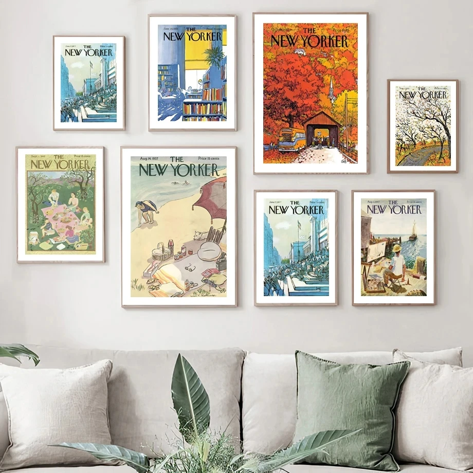 

Vogue New York Beach Pier Library Wall Art Canvas Painting Nordic Posters And Prints Wall Pictures For Living Room Vintage Decor