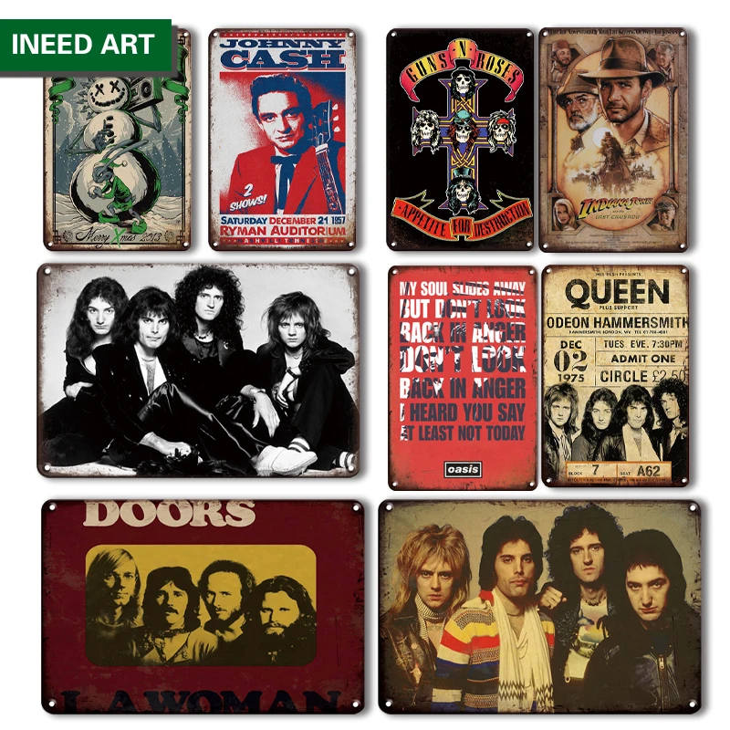 

Vintage Rock Music Metal Poster Tin Sign Wall Stickers Retro Living Room Decorative Wall Art Plate Home Decor