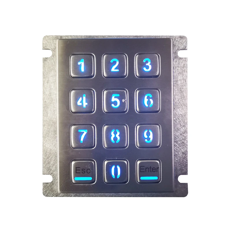 Panel Mount 3x4 Matrix USB Connector Outdoor IP65 Waterproof Metal Numeric Backlight Keypad