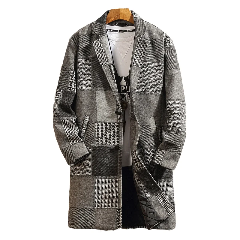 YASUGUOJI новое зимнее повседневное контрастный цвет клетчатый приталенное длинное