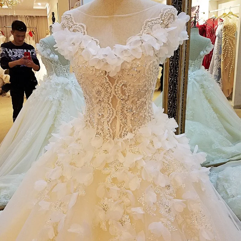 LS88321 Специальные Свадебные платья Кружева 2020 V образный вырез бальное платье со