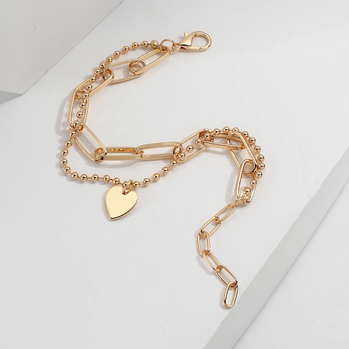 

Flashbuy New Trendy Love Heart Chain Charm Bracelets For Women Statement Personality Metal Chic Fashion Jewelry