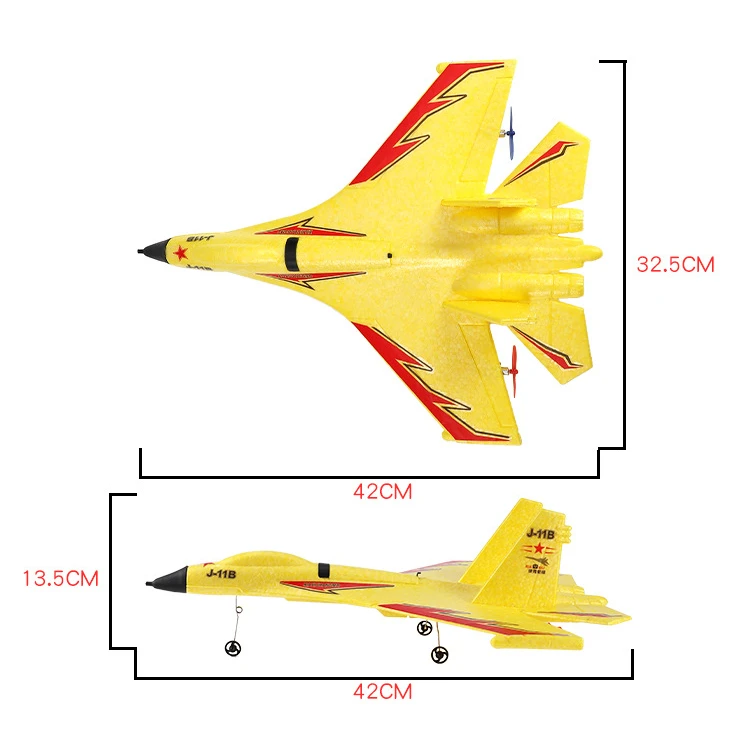 

XIAXIU Mini J-11B 325mm Wingspan EPP 2.4Ghz Fixed- Wing Drone Model Phantom Remote Control Fighter Airplane RTF with LED Battery