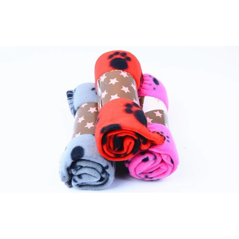 Фланелевый милый лежак с принтом лап для щенков мягкое одеяло маленьких собак