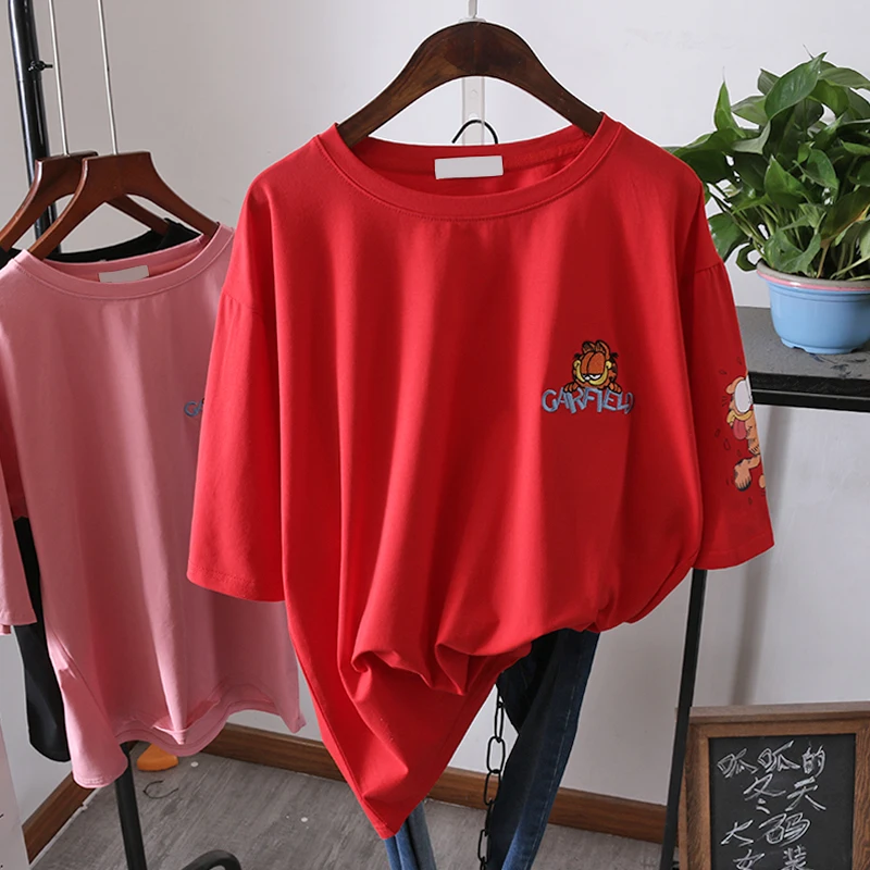 Футболка женская с коротким рукавом свободная повседневная хлопковая майка