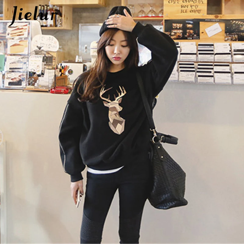 Jielur Новинка зимы BF харадзюку флис свободный тренировочный костюм для Для женщин