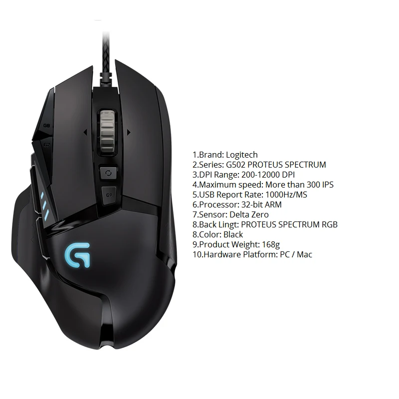 Logitech оригинальный G502 Hero проводной Master программируемая игровая мышь RGB с