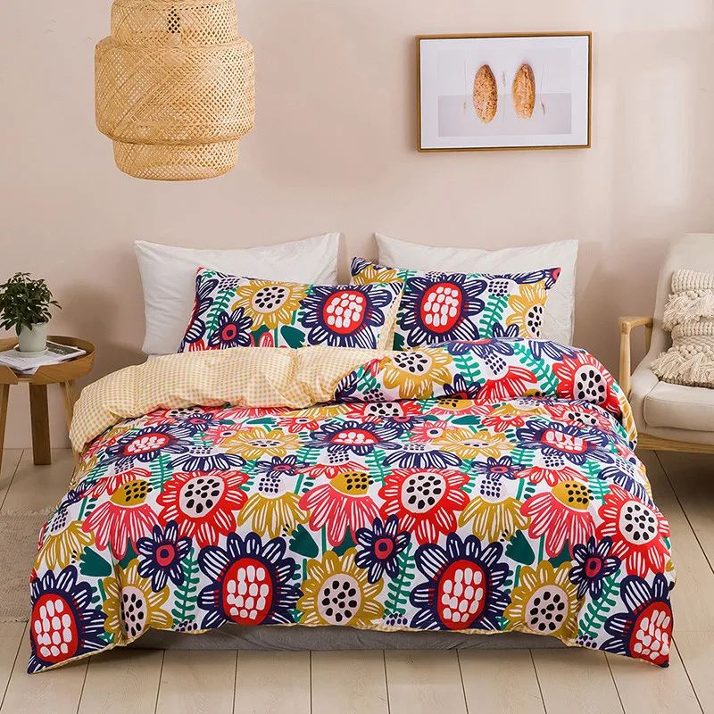 

Sunflower printed duvet cover with pillowcase comforter bedding set kids bedclothes twin full full queen king size bed set