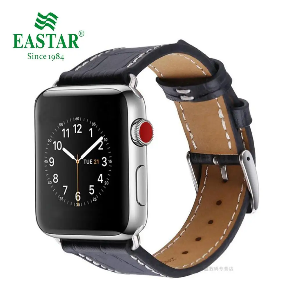 Eastar Лидер продаж кожаный ремешок для наручных часов Apple Watch, версии 5 Группа серии 3/2/1, спортивный кожаный браслет, 42 мм, 38 мм, ремешок для наручных часов iwatch, ремешок - Цвет ремешка: Black White