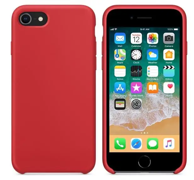 Красный Жидкий силиконовый чехол Keepever для iPhone 6, 6s, 7, 8 Plus, чехол для телефона apple X, XS, Max, XR, X, 5, 5C, SE, оболочка, Капа - Цвет: Красный