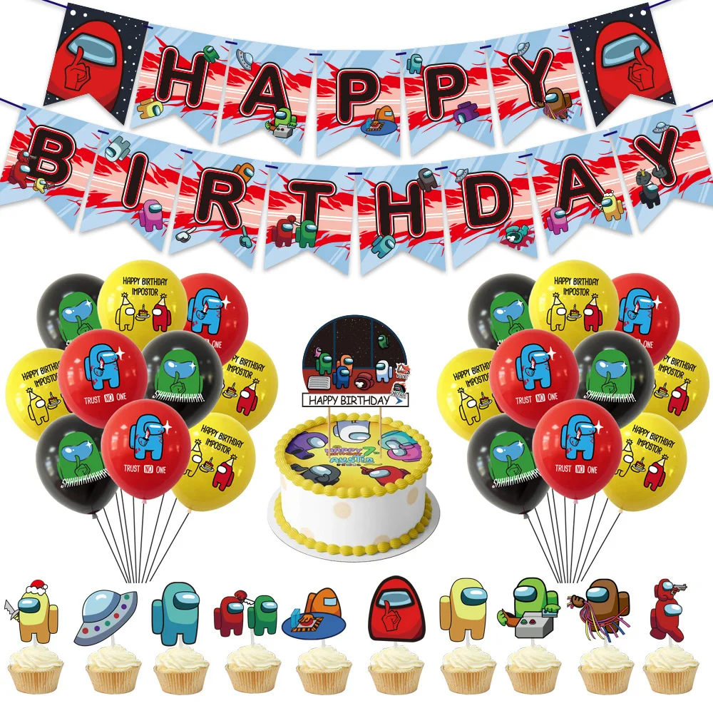 1 Набор из нас на тему дня рождения торт карты баннер вечерние латексные шары для