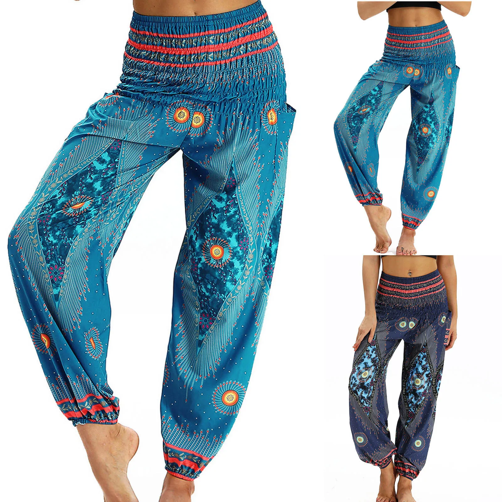 

Womens Loose Yoga Pants Floral Print Wide Leg Trousers Long Stretch Pants Loose Palazzo Trousers Sweatpants Harlan Pants